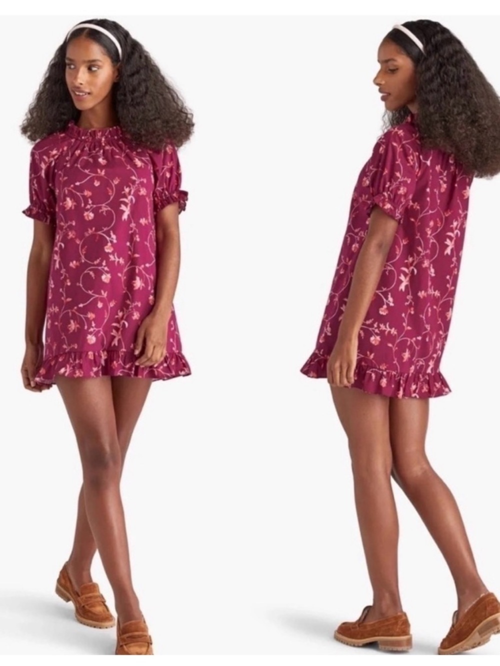 Hill House Katherine Nap Dress Burgundy Botanical